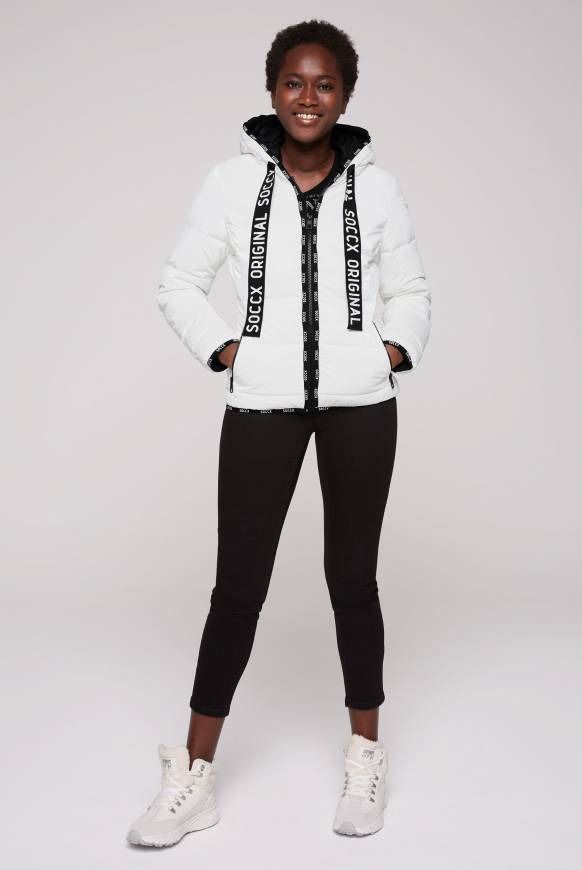 Soccx Glänzende Steppjacke mit Samt-Optik white Günstiger Verkauf