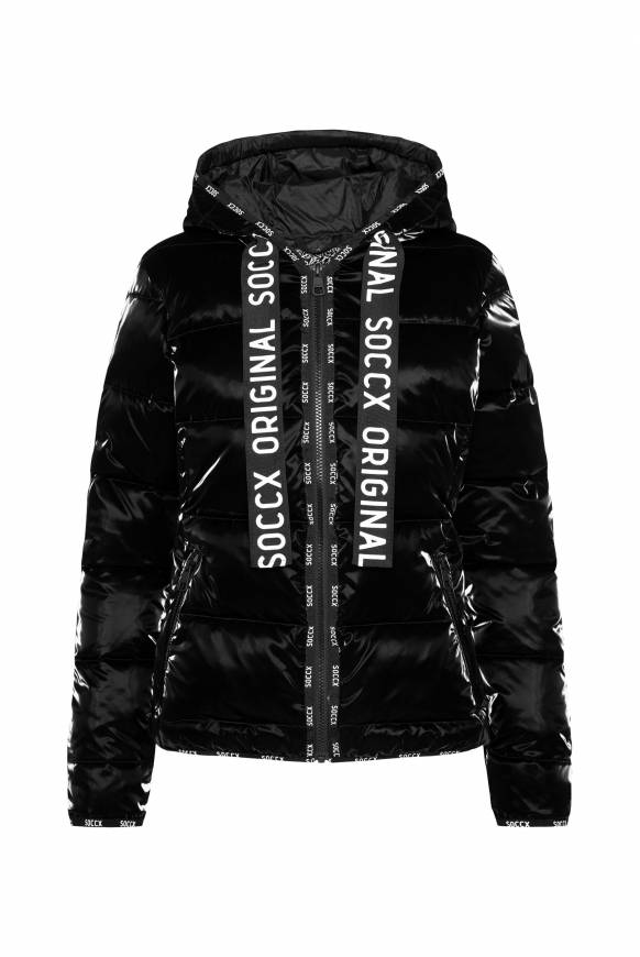 Soccx Glänzende Steppjacke mit Samt-Optik black Fabrikverkauf