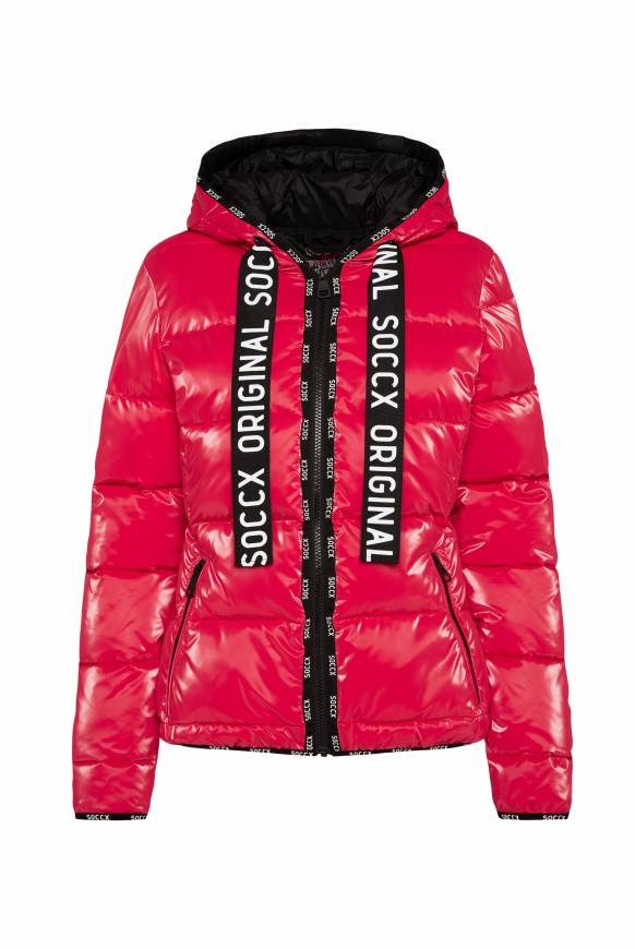 Soccx Glänzende Steppjacke mit Samt-Optik clear red Meist gekauft