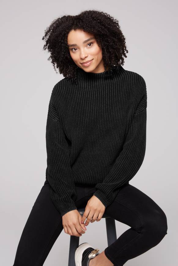 Soccx Rippstrickpullover Stone Washed black Fabrikpreis