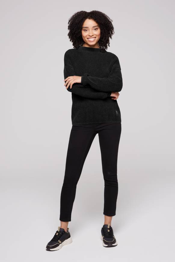 Soccx Rippstrickpullover Stone Washed black Fabrikpreis