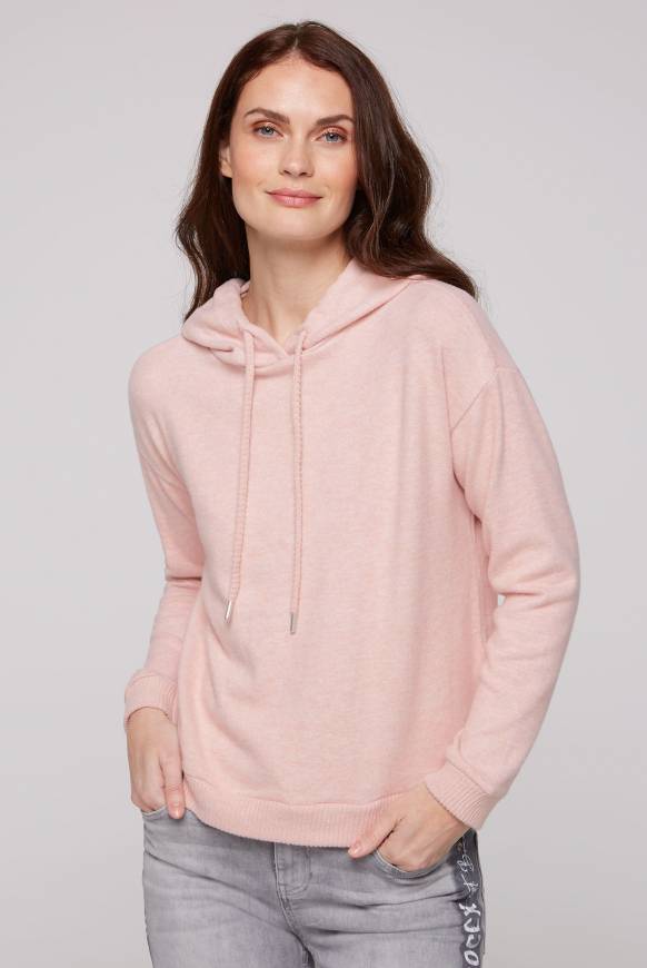 Soccx Basic Hoodie aus Flauschstrick rose blush Flash Sale