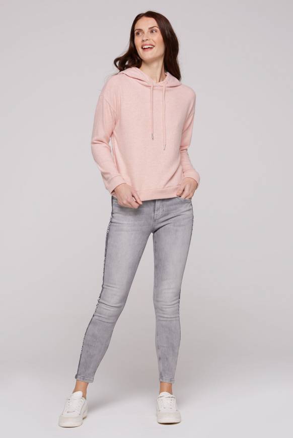 Soccx Basic Hoodie aus Flauschstrick rose blush Flash Sale