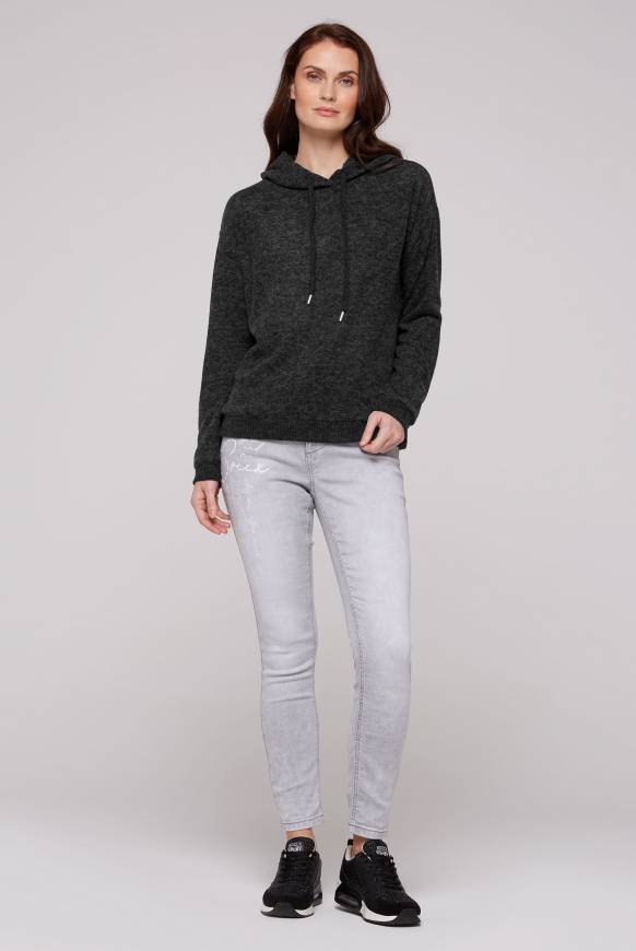 Soccx Basic Hoodie aus Flauschstrick black Begrenztes Angebot