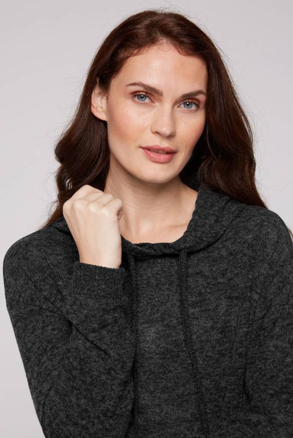 Soccx Basic Hoodie aus Flauschstrick black Begrenztes Angebot