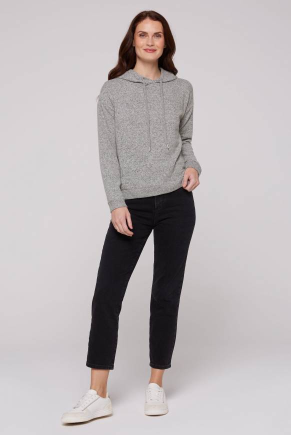 Soccx Basic Hoodie aus Flauschstrick grey melange Online Shopping