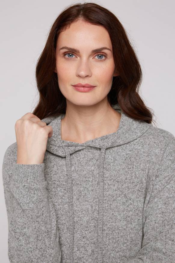 Soccx Basic Hoodie aus Flauschstrick grey melange Online Shopping
