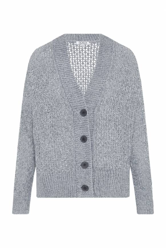 Soccx Chenille-Cardigan mit Strickmuster cold grey Saisonschlussverkauf