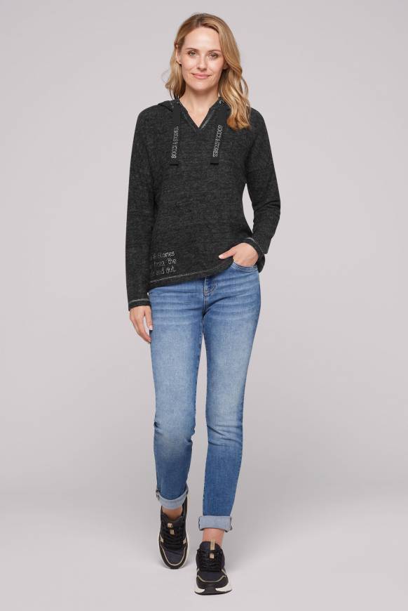 Soccx Kapuzenpullover aus Flauschstrick black Osterangebot