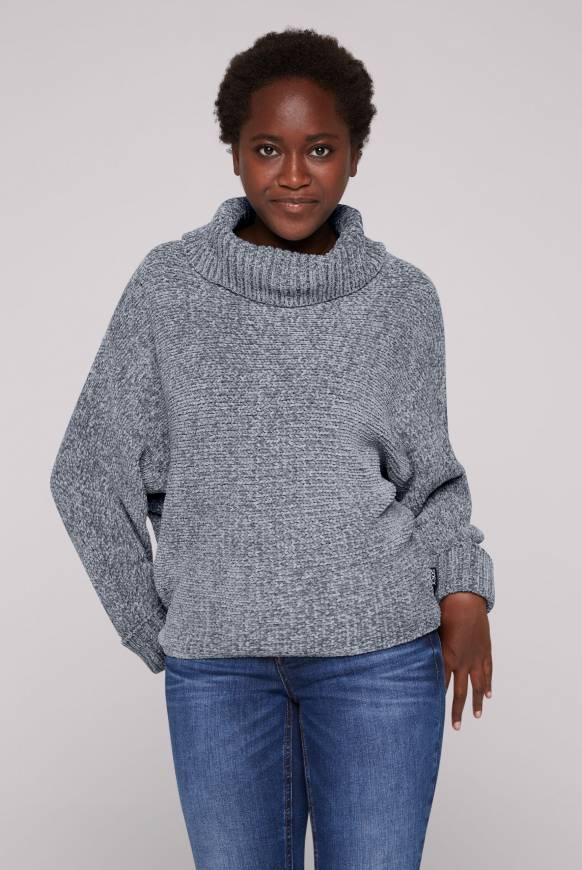 Soccx Oversized Rollkragenpullover aus Chenille cold grey Vatertagsangebot