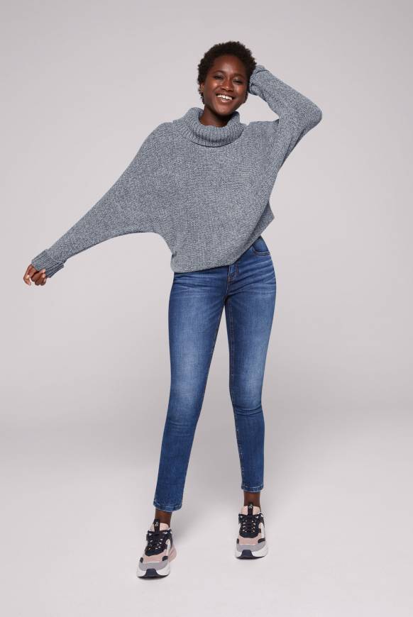 Soccx Oversized Rollkragenpullover aus Chenille cold grey Vatertagsangebot