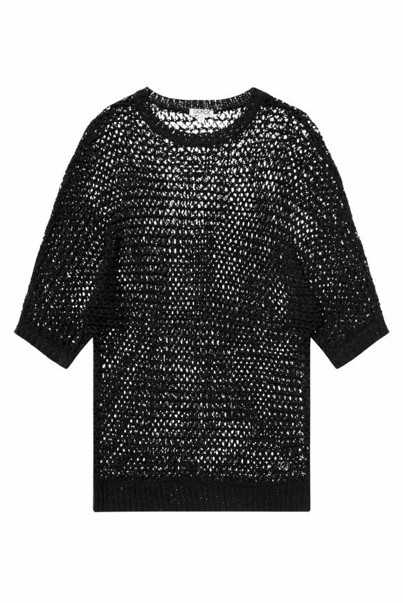 Soccx Kurzarm-Pullover aus Strukturgarn black Valentinstagsangebot