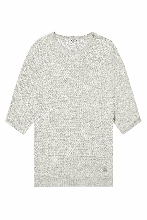 Soccx Kurzarm-Pullover aus Strukturgarn stone beige Jubiläumsangebot