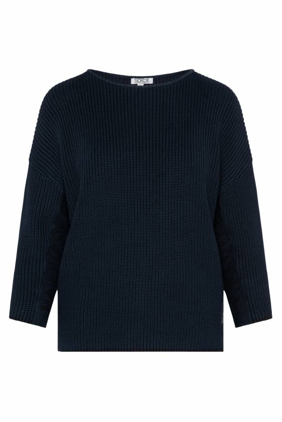 Soccx Stone Washed Pullover mit Intarsia-Design blue navy Lagerräumung