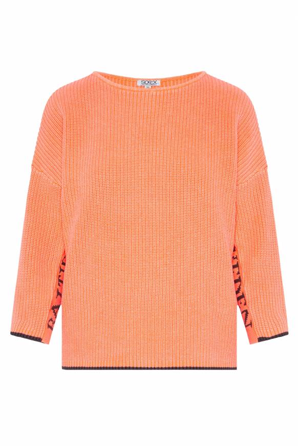 Soccx Stone Washed Pullover mit Intarsia-Design neon orange Heißer Verkauf