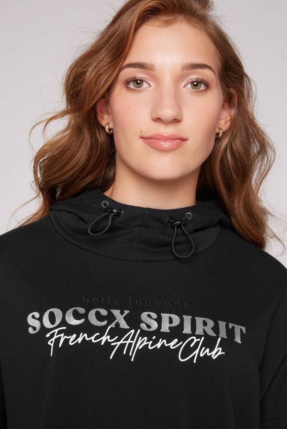 Soccx Sweatshirt mit Kapuze und Print Artwork black Große Rabatte