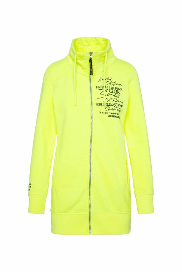 Soccx Lange Sweatjacke mit hohem Kragen yellow lime Saisonale Angebote