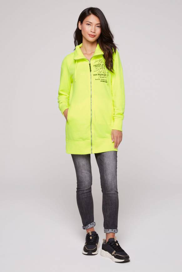 Soccx Lange Sweatjacke mit hohem Kragen yellow lime Saisonale Angebote