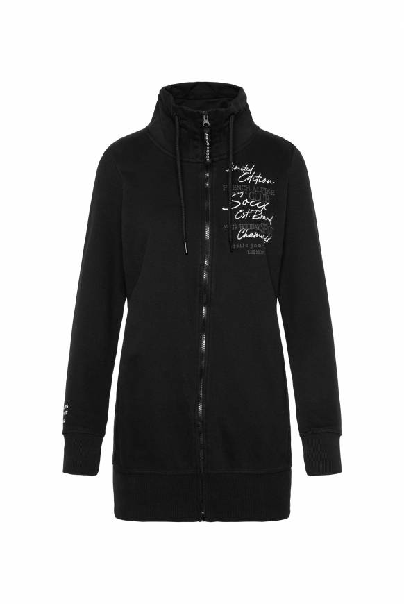 Soccx Lange Sweatjacke mit hohem Kragen black Räumungsverkauf