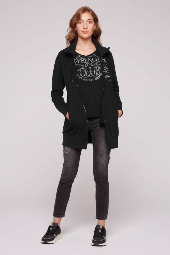 Soccx Lange Sweatjacke mit hohem Kragen black Räumungsverkauf