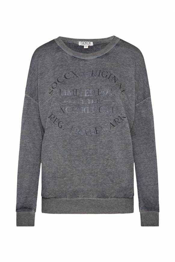 Soccx Sweatshirt mit Ausbrenner-Effekten und Print blue navy Tägliche Deals