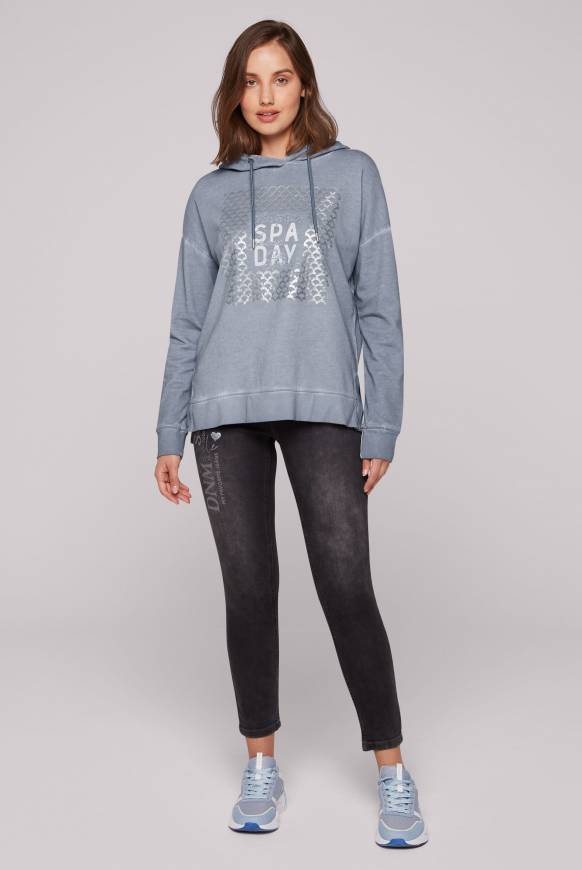 Soccx Hoodie Oil Dyed mit Artwork cold grey Tiefpreis