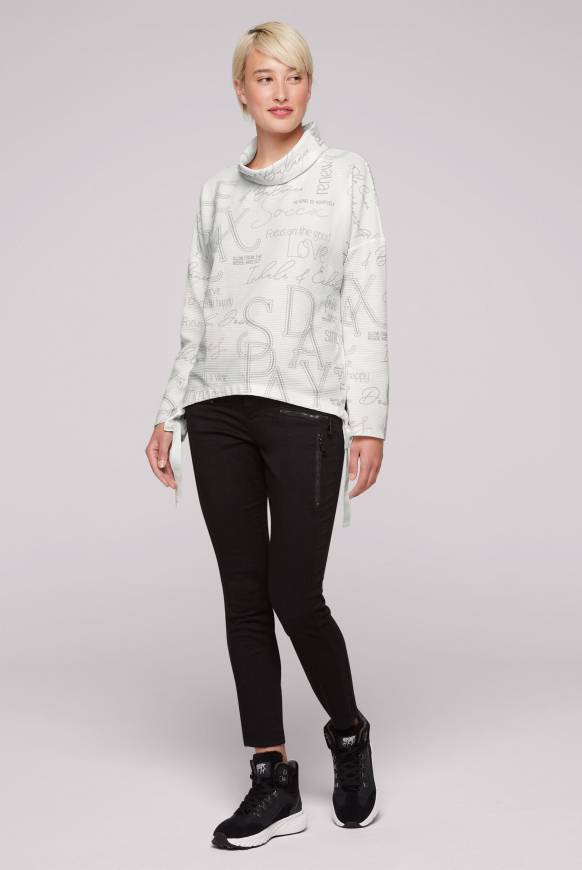 Soccx Strukturiertes Sweatshirt mit All Over Print opticwhite Super Sparpreis