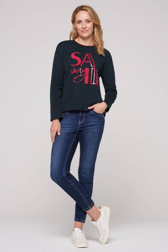 Soccx Bonded Sweatshirt mit Glossy-Print blue navy Wochenangebot