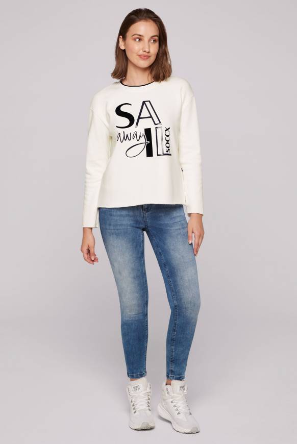 Soccx Bonded Sweatshirt mit Glossy-Print ivory Kostenlose Rückgabe