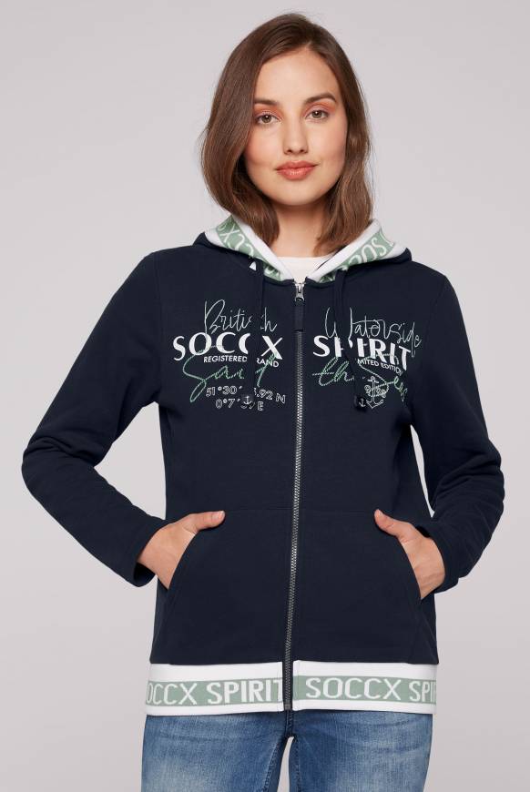 Soccx Kapuzensweatjacke mit Intarsia-Logo-Details blue navy JETZT KAUFEN