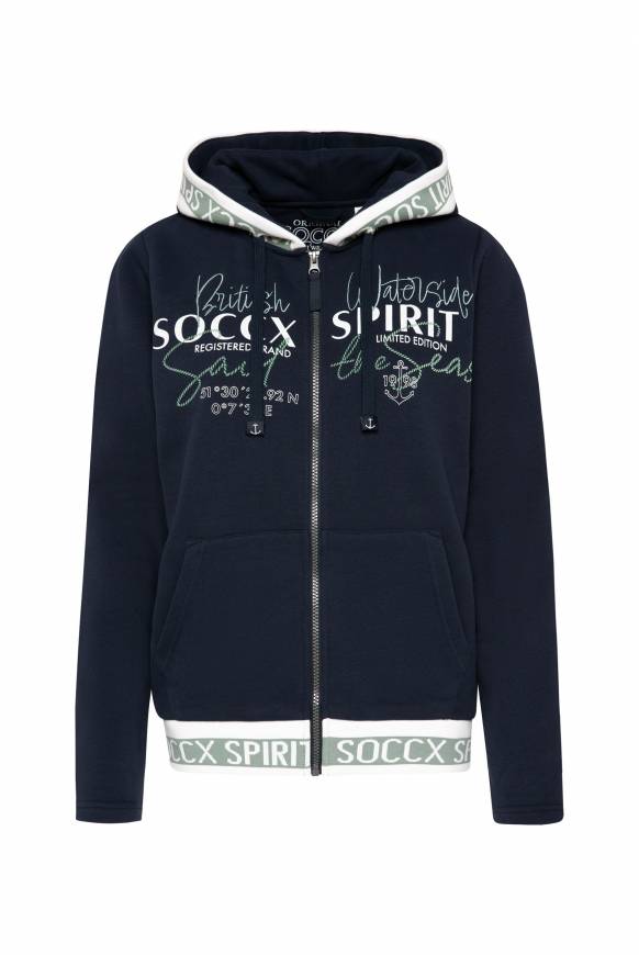 Soccx Kapuzensweatjacke mit Intarsia-Logo-Details blue navy JETZT KAUFEN
