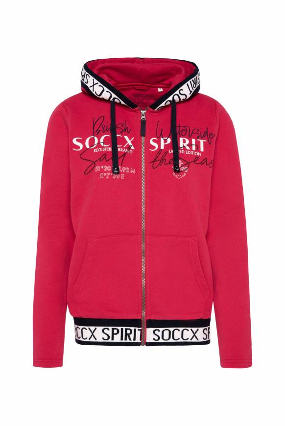 Soccx Kapuzensweatjacke mit Intarsia-Logo-Details clear red Neueste Stile