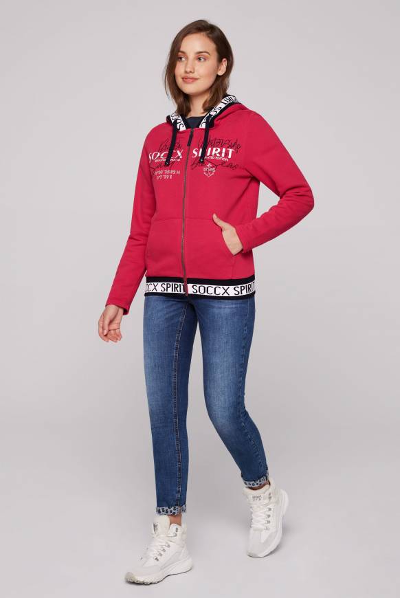 Soccx Kapuzensweatjacke mit Intarsia-Logo-Details clear red Neueste Stile