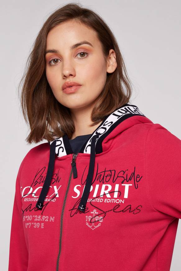 Soccx Kapuzensweatjacke mit Intarsia-Logo-Details clear red Neueste Stile