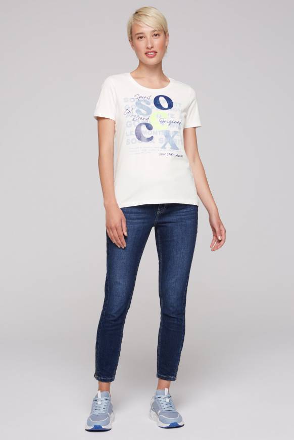 Soccx T-Shirt mit Rundhalsausschnitt und Print ivory Letzter Tag