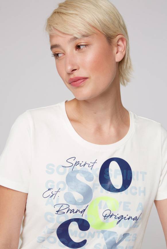 Soccx T-Shirt mit Rundhalsausschnitt und Print ivory Letzter Tag
