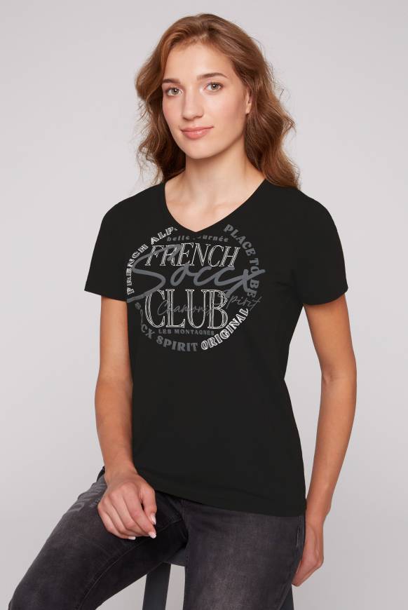Soccx T-Shirt mit V-Ausschnitt und Print black Bis zu 50% Rabatt