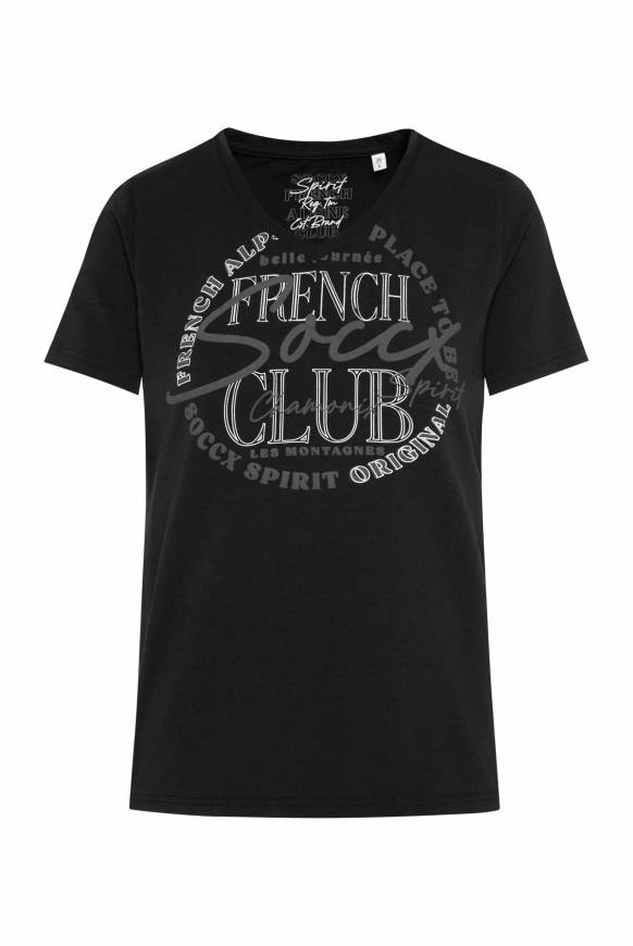 Soccx T-Shirt mit V-Ausschnitt und Print black Bis zu 50% Rabatt