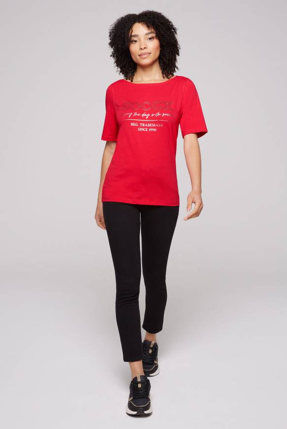 Soccx T-Shirt mit U-Bootausschnitt und Print clear red Sonderangebot der Fabrik