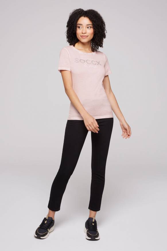 Soccx Basic Logo T-Shirt Oil Dyed rose blush Nur noch ein Tag übrig