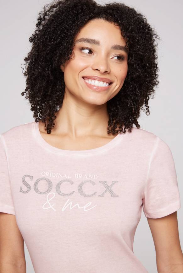 Soccx Basic Logo T-Shirt Oil Dyed rose blush Nur noch ein Tag übrig