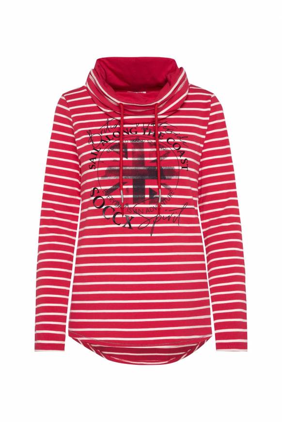 Soccx Ringelshirt mit hohem Kragen und Rubber-Artwork clear red Speichern exportieren