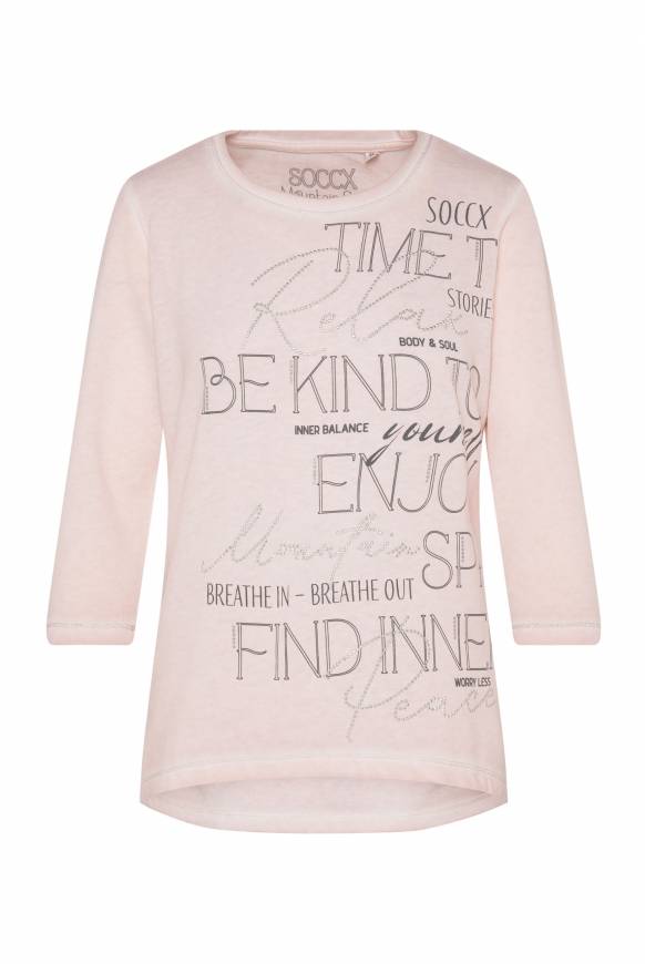 Soccx Shirt mit Wording Print und Schmucksteinen rose blush zollfrei