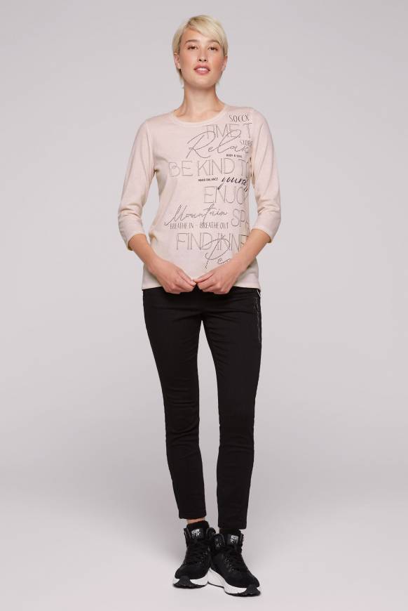 Soccx Shirt mit Wording Print und Schmucksteinen rose blush zollfrei