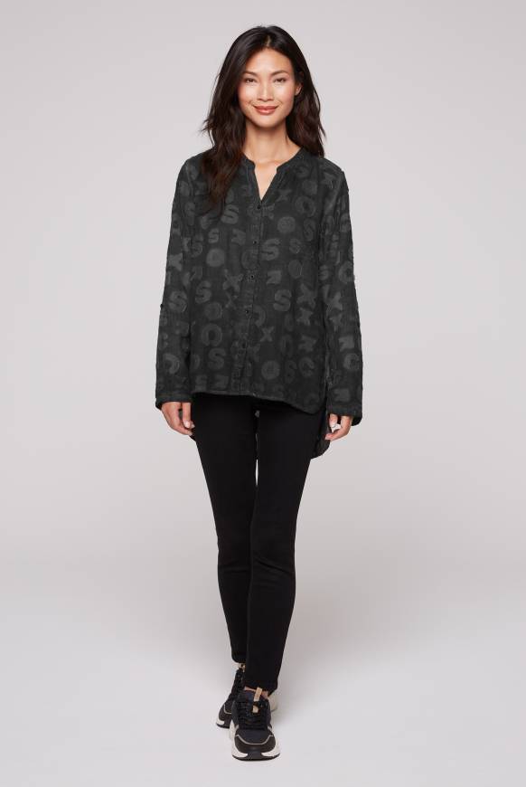 Soccx Bluse Oil Dyed mit Intarsia-Muster black Rabatte dieses Monats