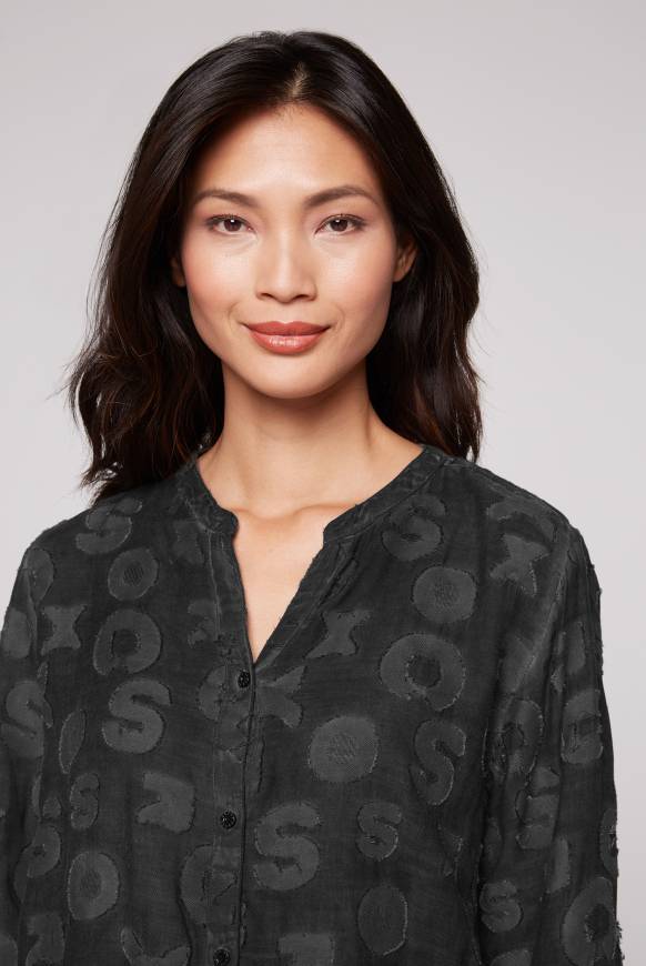 Soccx Bluse Oil Dyed mit Intarsia-Muster black Rabatte dieses Monats