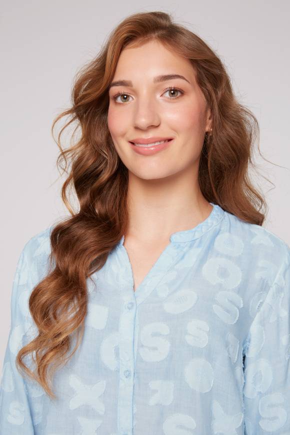 Soccx Bluse Oil Dyed mit Intarsia-Muster cool blue 2025