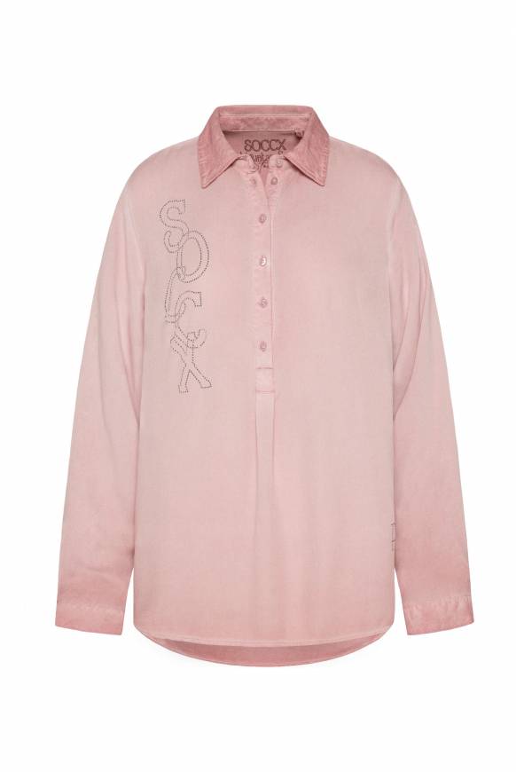 Soccx Longbluse Oil Dyed mit Logo aus Schmucksteinen rose blush Online