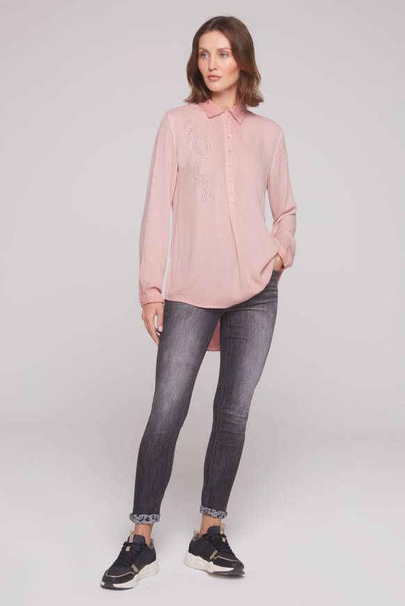 Soccx Longbluse Oil Dyed mit Logo aus Schmucksteinen rose blush Online