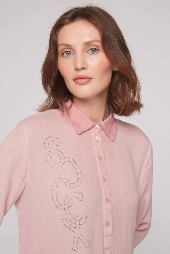 Soccx Longbluse Oil Dyed mit Logo aus Schmucksteinen rose blush Online